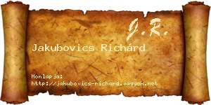Jakubovics Richárd névjegykártya