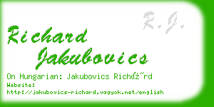 richard jakubovics business card